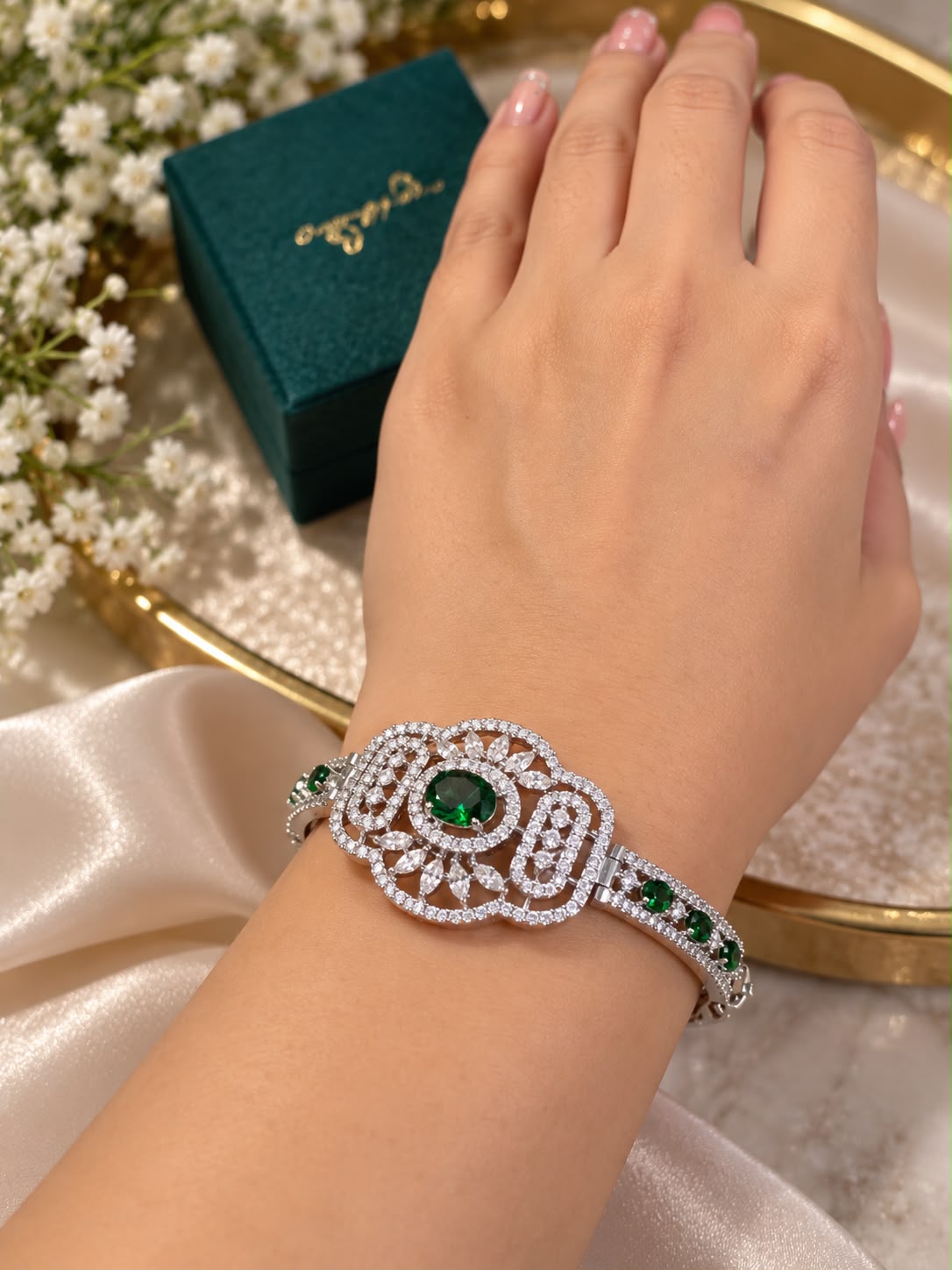 The Imperial Charm Bracelet, Emerald Green, view 2