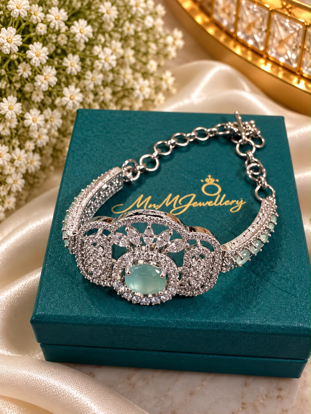 The Imperial Charm Bracelet, Aqua Green, view 3