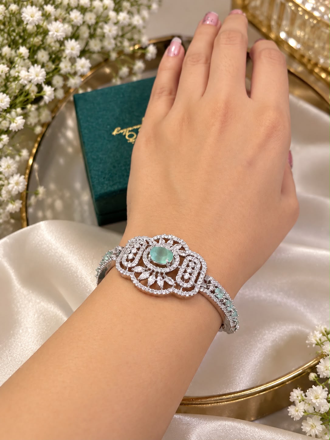 The Imperial Charm Bracelet, Aqua Green, view 4