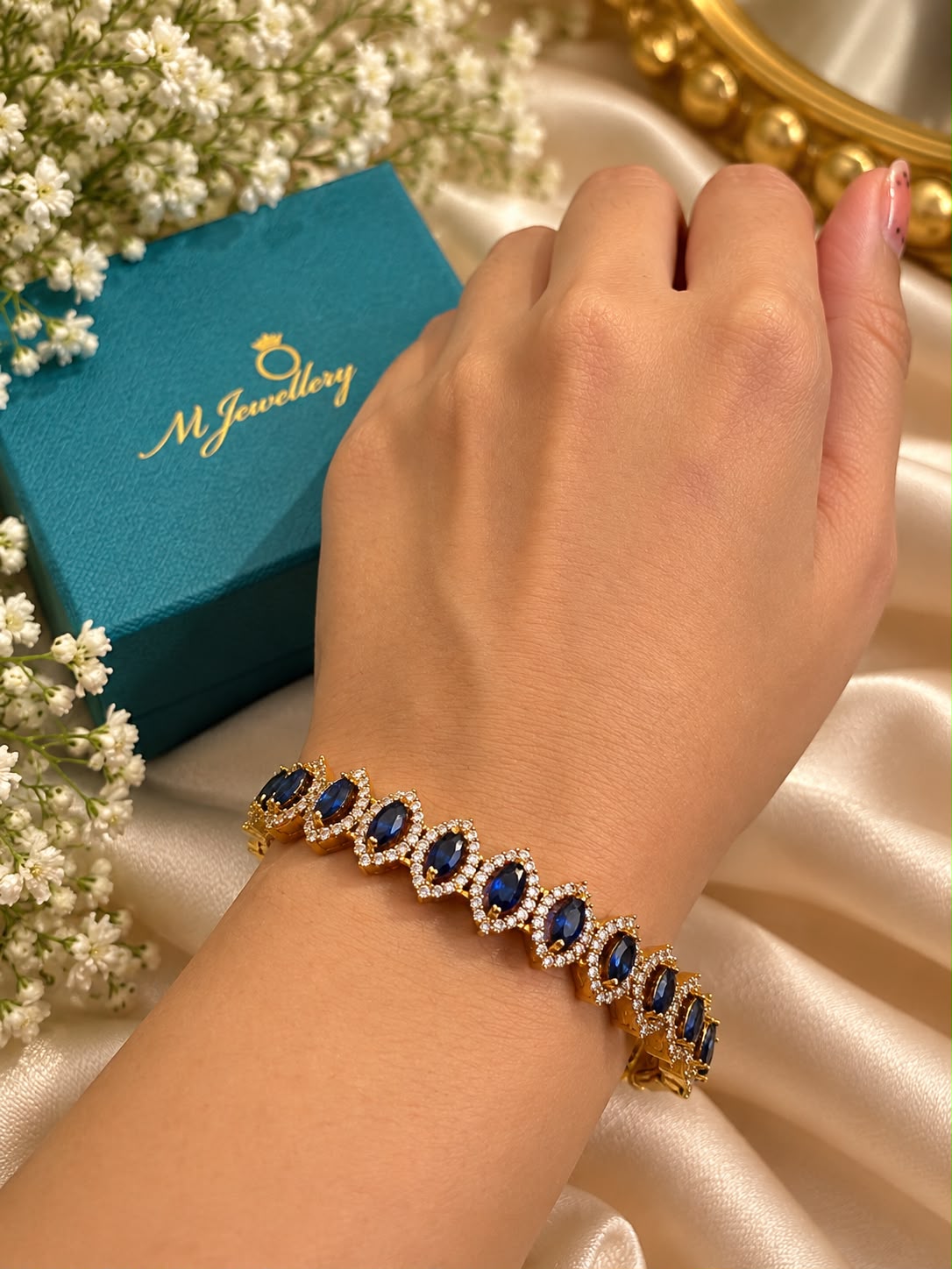 The Gemstone Link Bracelet, Sapphire Blue, view 2