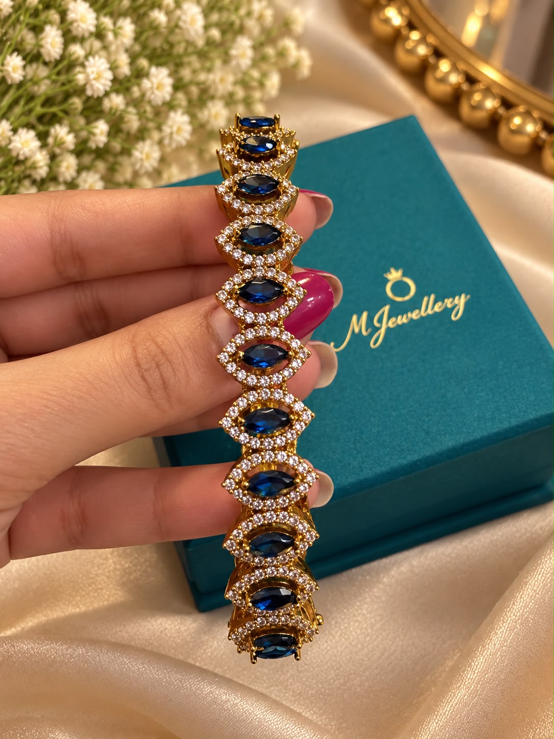 The Gemstone Link Bracelet, Sapphire Blue, view 3