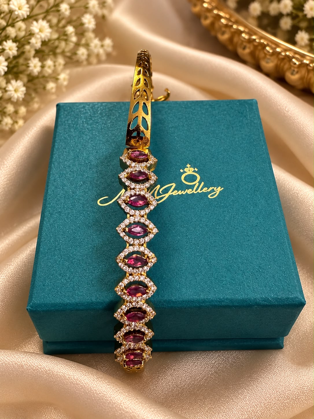 The Gemstone Link Bracelet, Ruby Pink