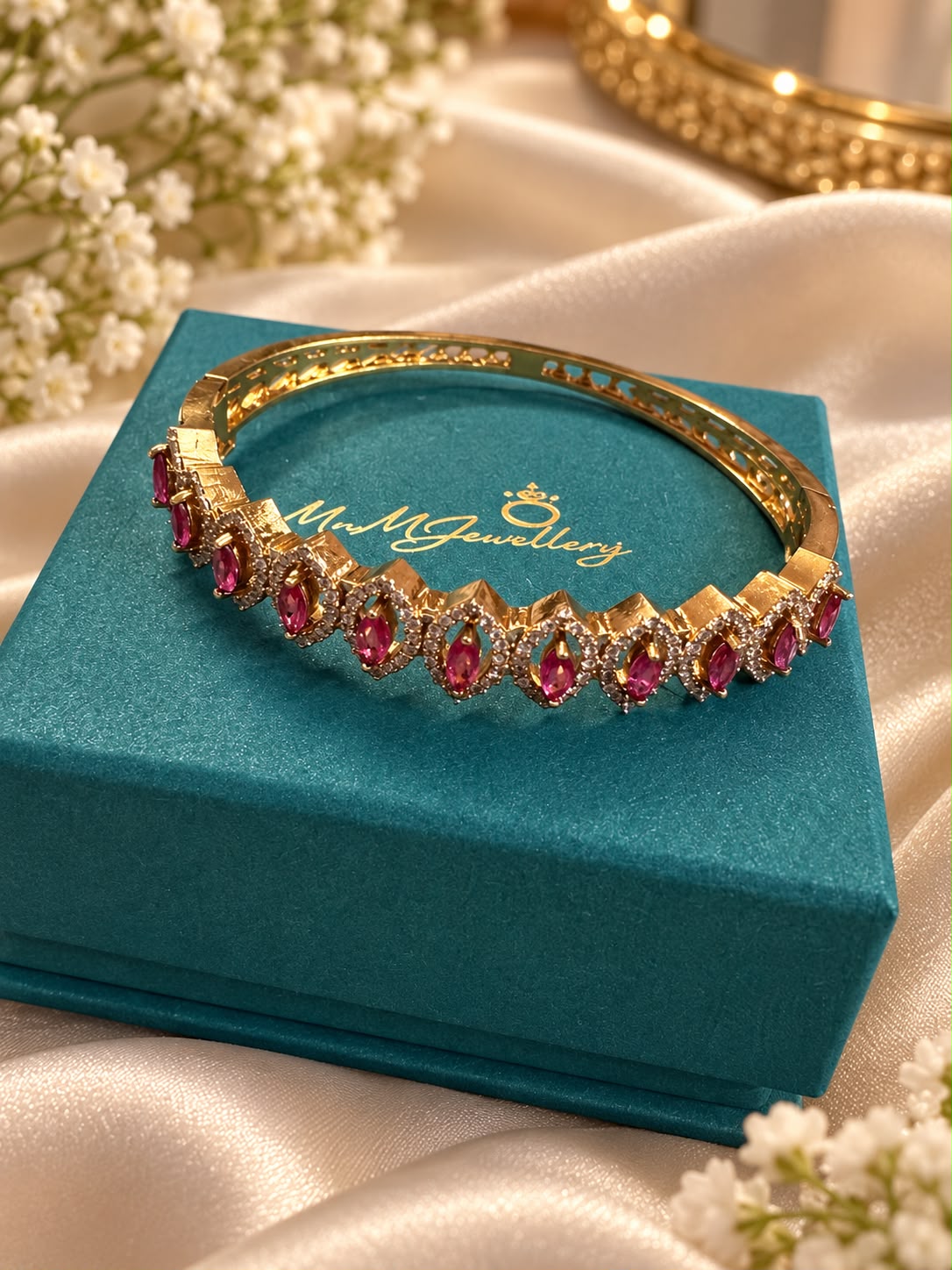 The Gemstone Link Bracelet, Ruby Pink, view 2
