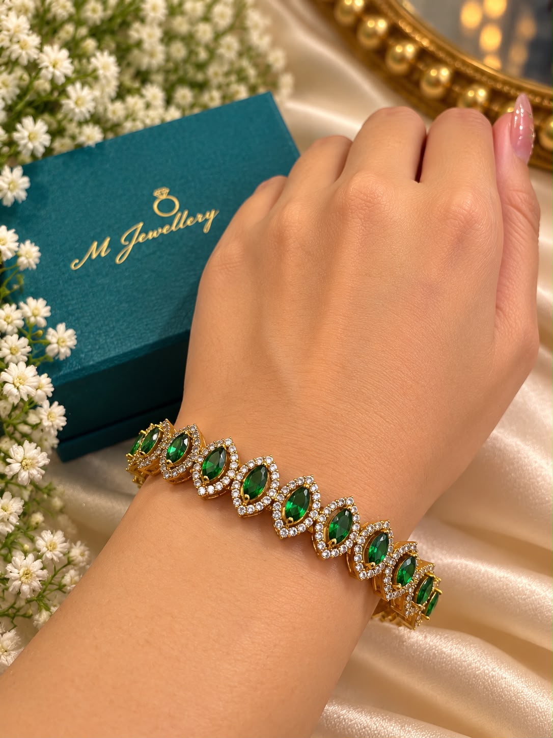 The Gemstone Link Bracelet, Emerald Green