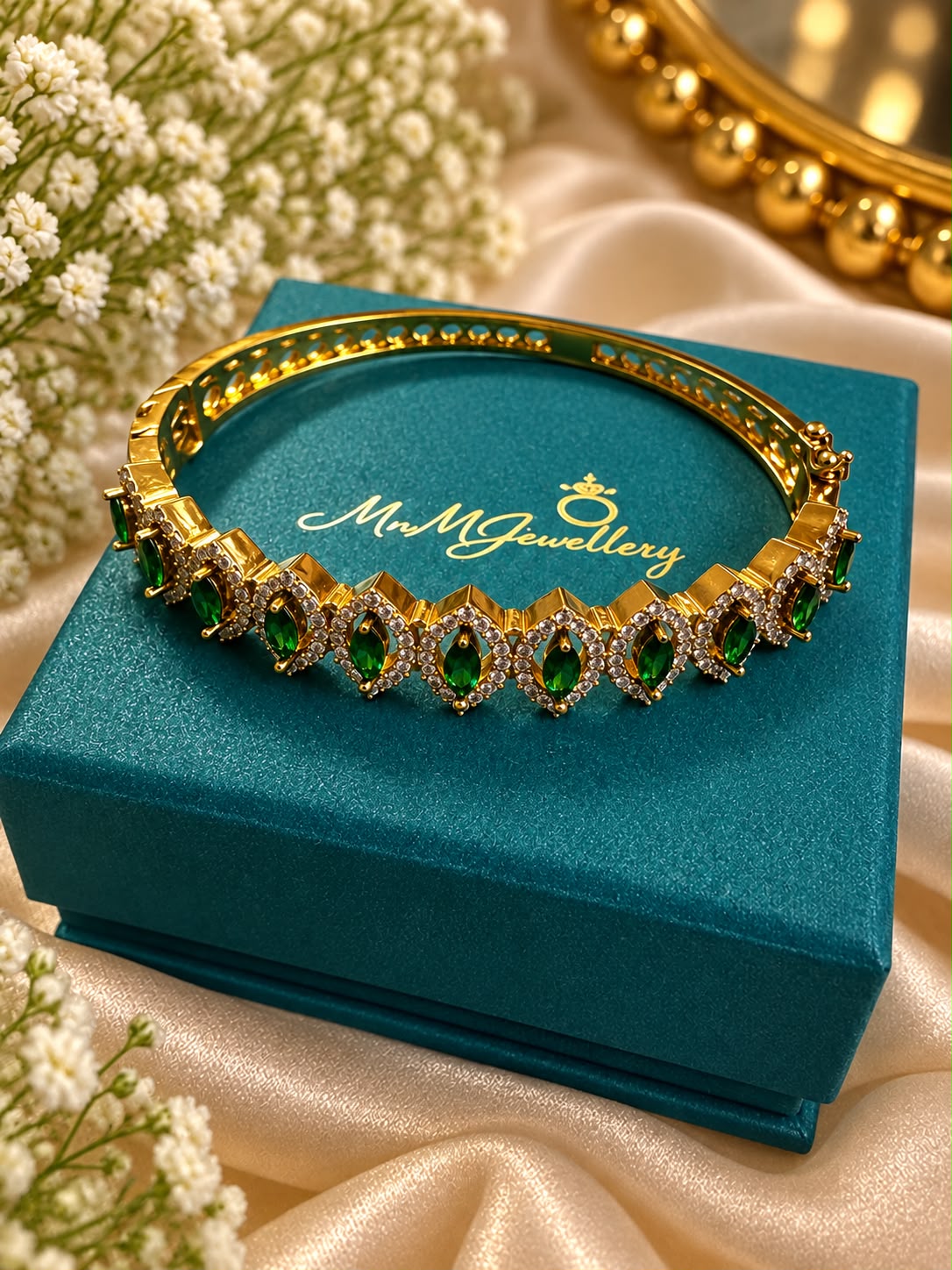 The Gemstone Link Bracelet, Emerald Green, view 2