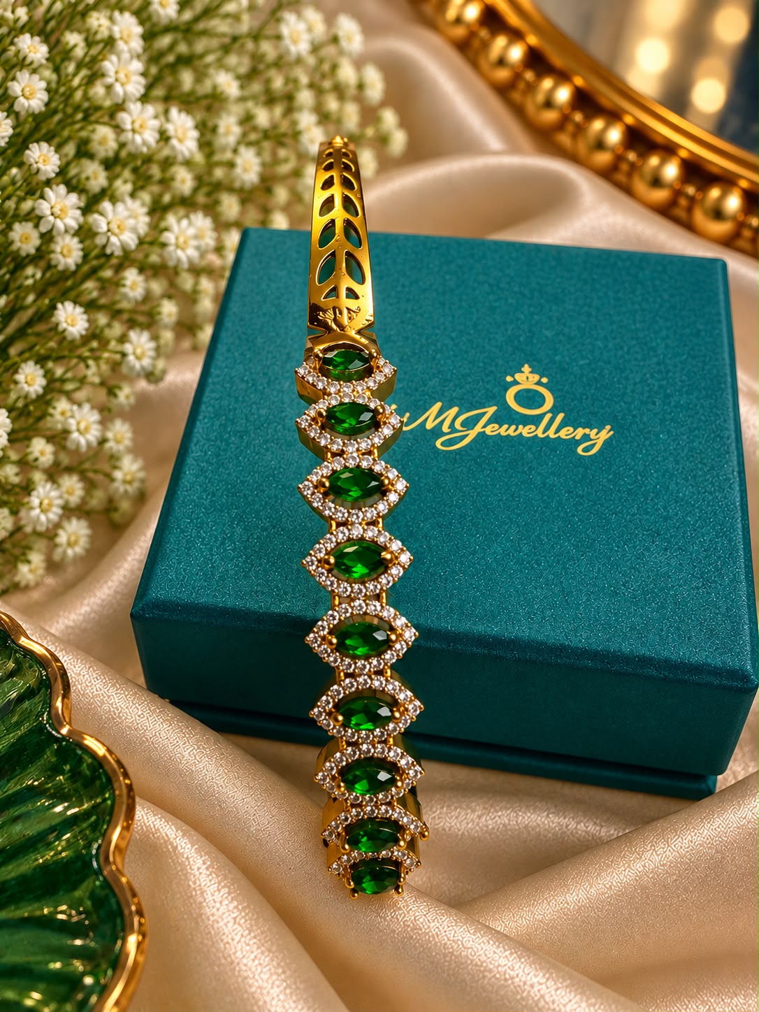 The Gemstone Link Bracelet, Emerald Green, view 4