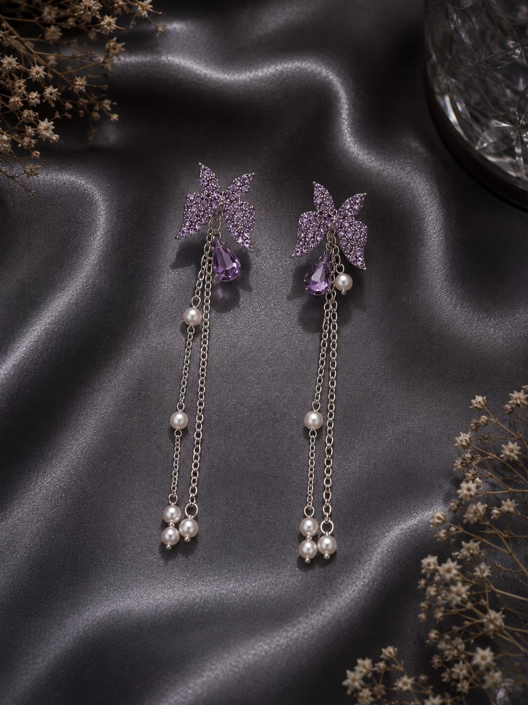Violet Bloom Convertible Earrings, view 1