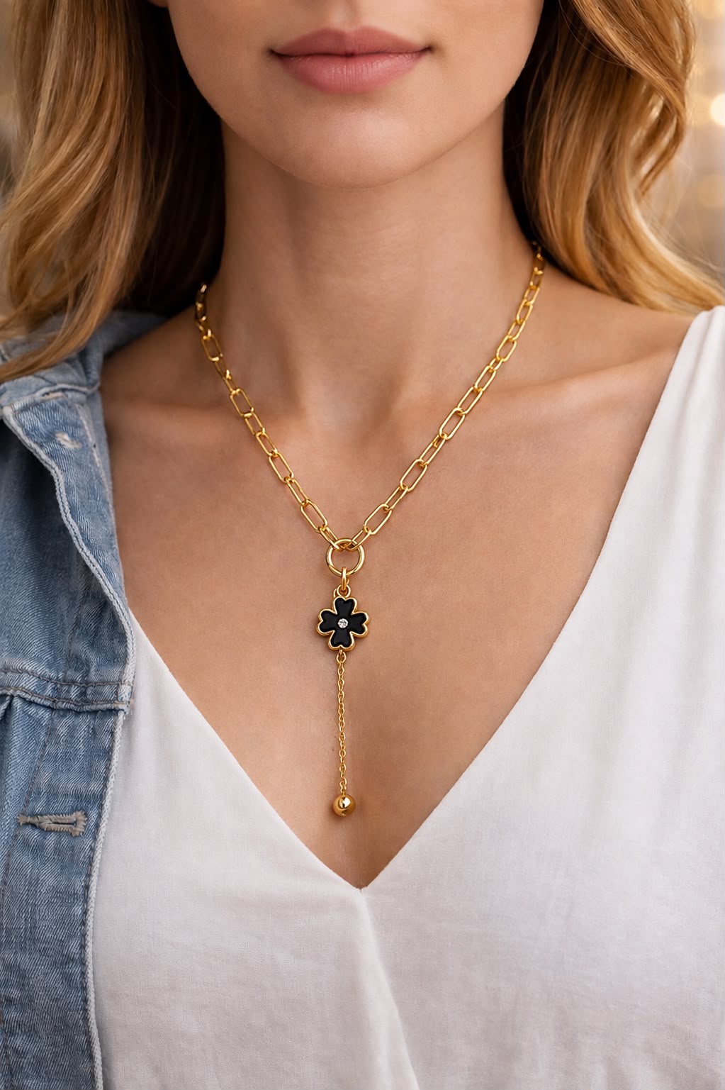 Noir Fleur Necklace, view 3