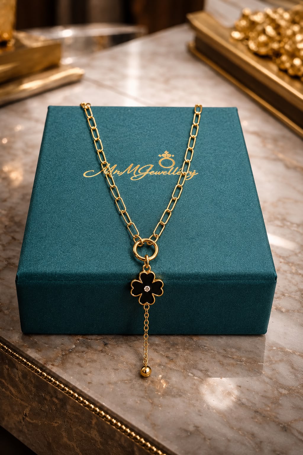 Noir Fleur Necklace, view 4